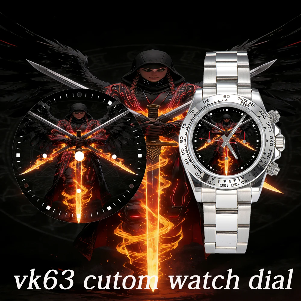 

customized 29mm Watch Dial Creative Dial vk63 dial Chronograph Face 6 Hands Fit Quartz VK63 Watch dial Movement