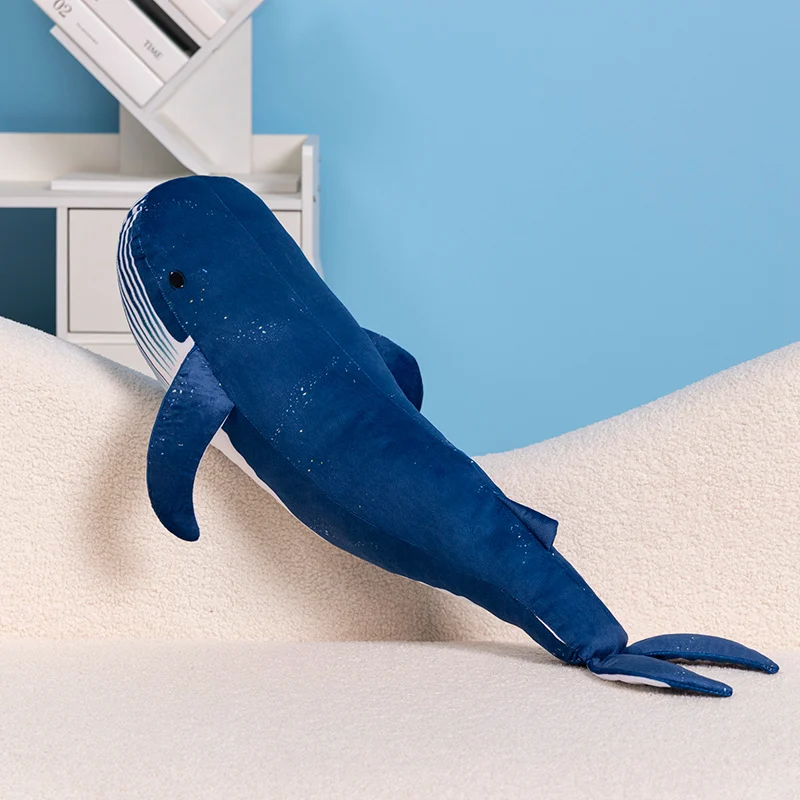 80/100CM Giant Simulation Whale Plush Toy Lifelike Humpback Whale Doll Soft Shark Pillow Cushion Room Decor Birthday Gift