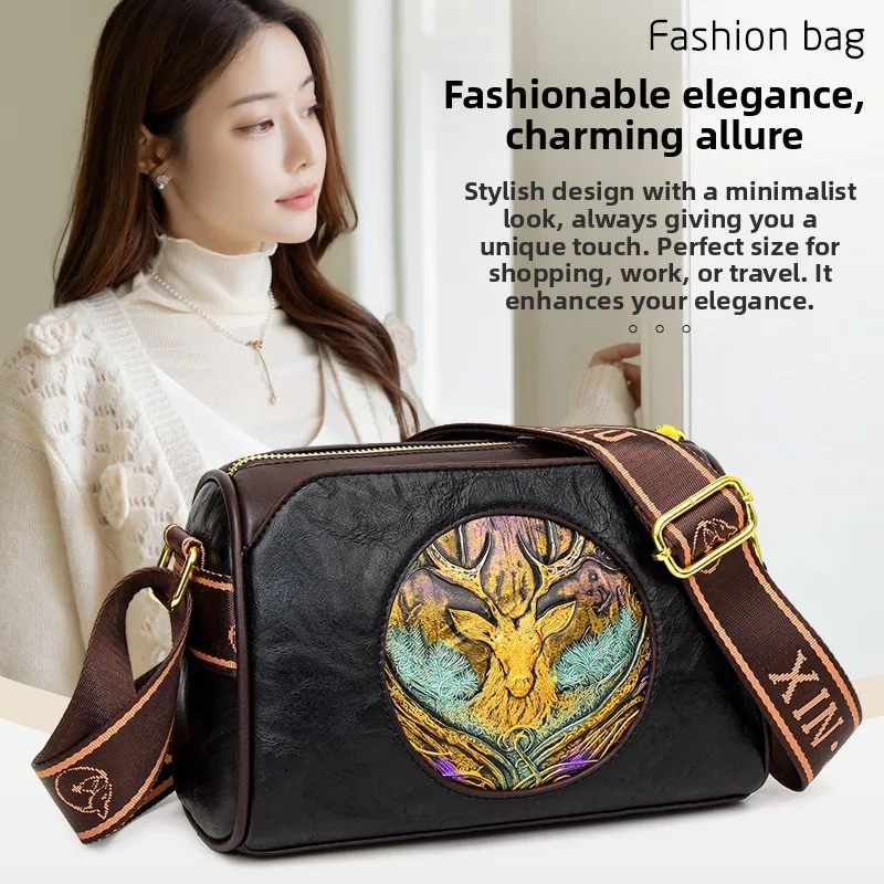 

Casual Floral Embossed Women's Shoulder Bag Fashionable Artistic National Style Mom Bag High-End Feeling Versatile Crossbody Bag