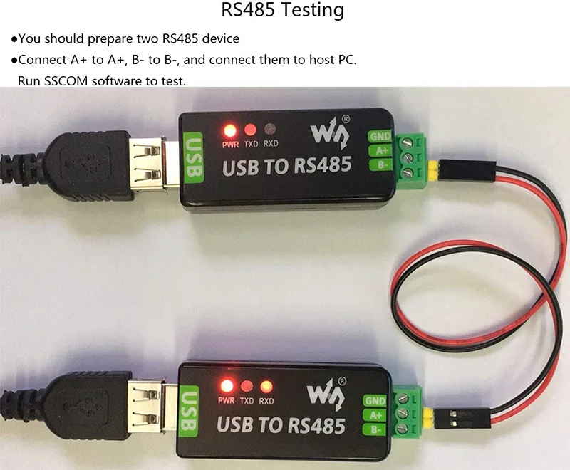 Waveshare USB to RS485 Converter Industrial Adapter Original FT232RL and SP485EEN Embedded Protection Circuits ESD Protection