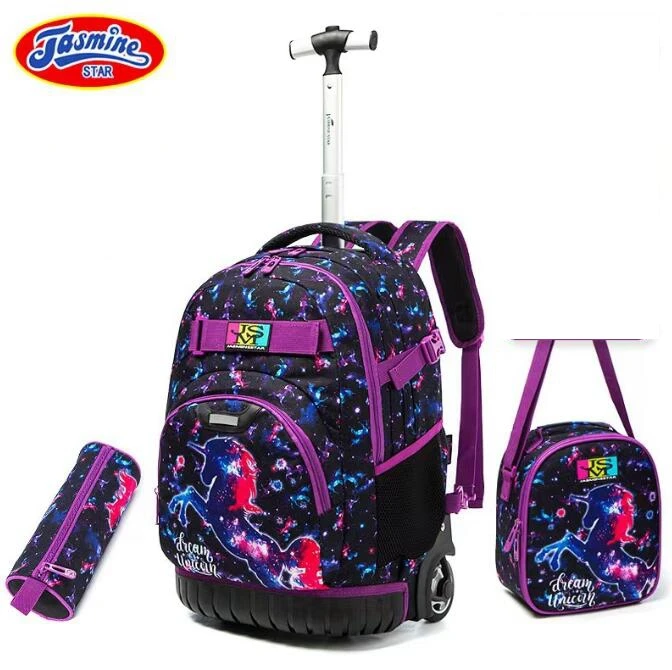 Kids Travel Trolley Bag wheels for teenagers School Trolley Backpack Sets For Boys Carry-on hand Rolling Luggage Suitcase Bags