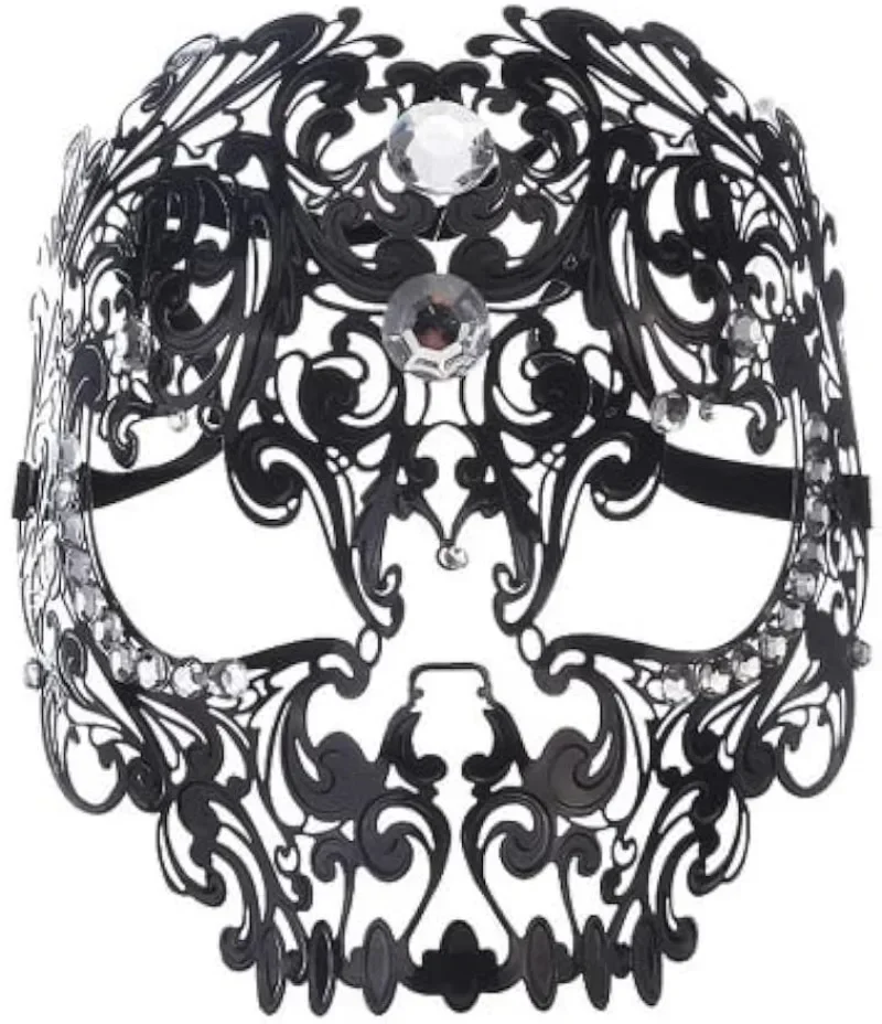 

Metal Filigree Halloween Skull Rhinestone Mask Venetian Costume Masquerade Tiger Head Makeup Masks