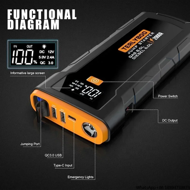 NEW 24000mAh car jump starter 6000amps arrancador de carro