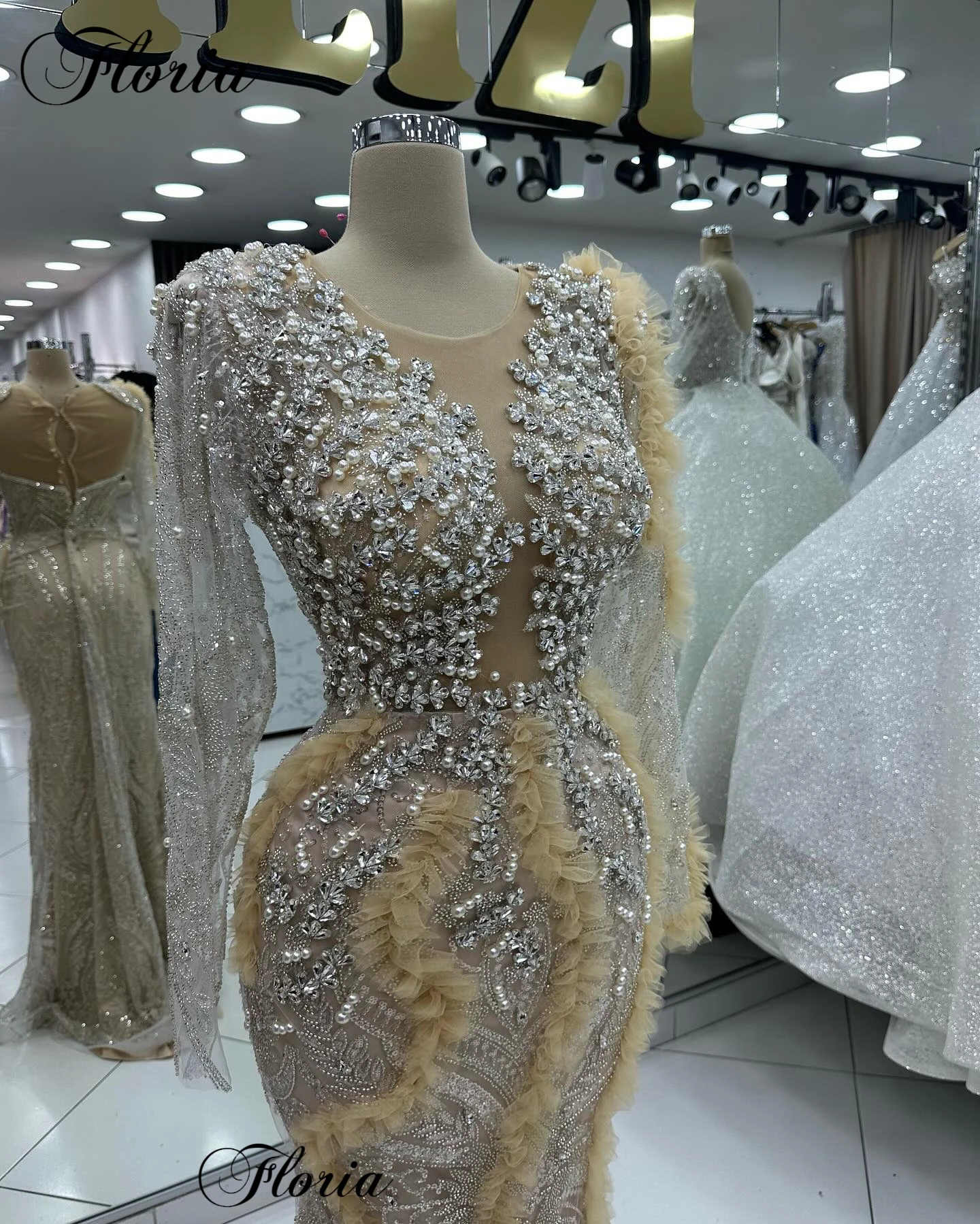 Vestidos De Noche formales De manga larga con cristales, vestidos Vintage De celebridades, batas De sirena, vestidos De fiesta De graduación personalizados