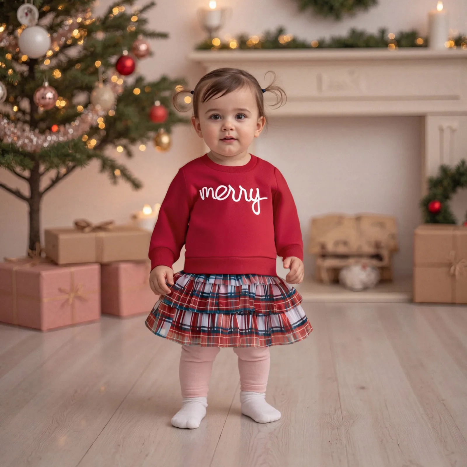 أطفال بنات عيد الميلاد الزي طويلة الأكمام التطريز خطابات البلوز منقوشة تنورة 2 قطعة الزي #5