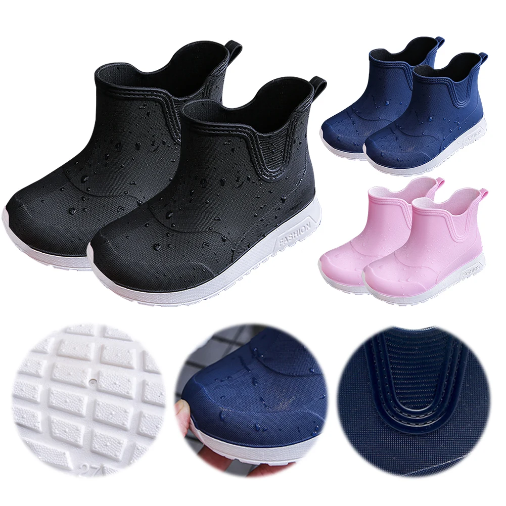 Children Rain Boots Easy-on Rain Shoes Lightweight Waterproof Boots Kids Water Shoes Fashion Rain Shoes for Boys Girls