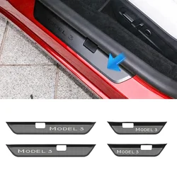 Door Welcome Pedals For 2024 Tesla Model 3 Highland Front and Rear Sill Bars Stampede Prevention Stainless Steel Car Accessories