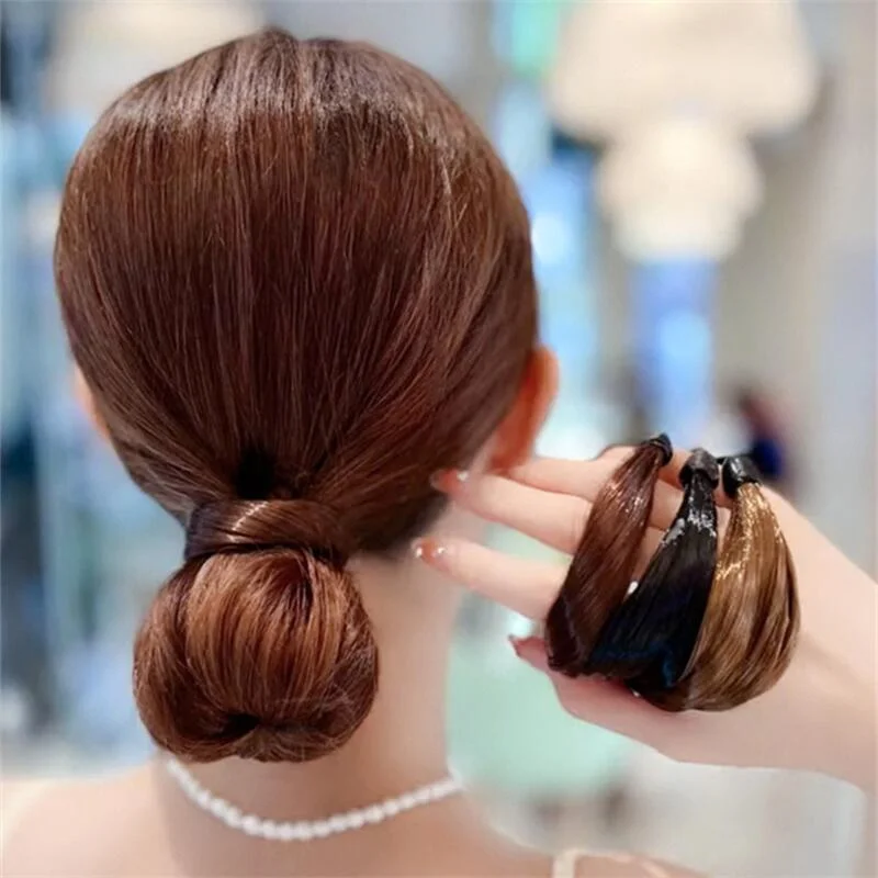 Simulation Wig Hair Band Leather Band Female Head Rope Tie Hair Ponytail Hair Rope Holster Headwear