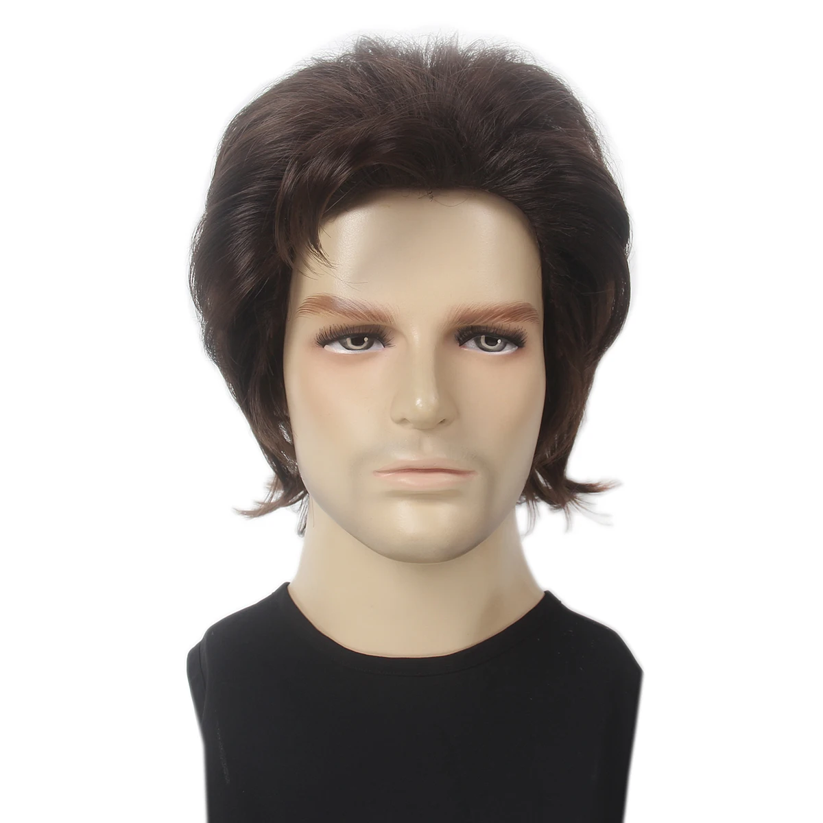 Peluca REEWES para hombre, peluca corta marrón con capas de pelo sintético despeinado para uso diario, disfraz de cosplay de Anime