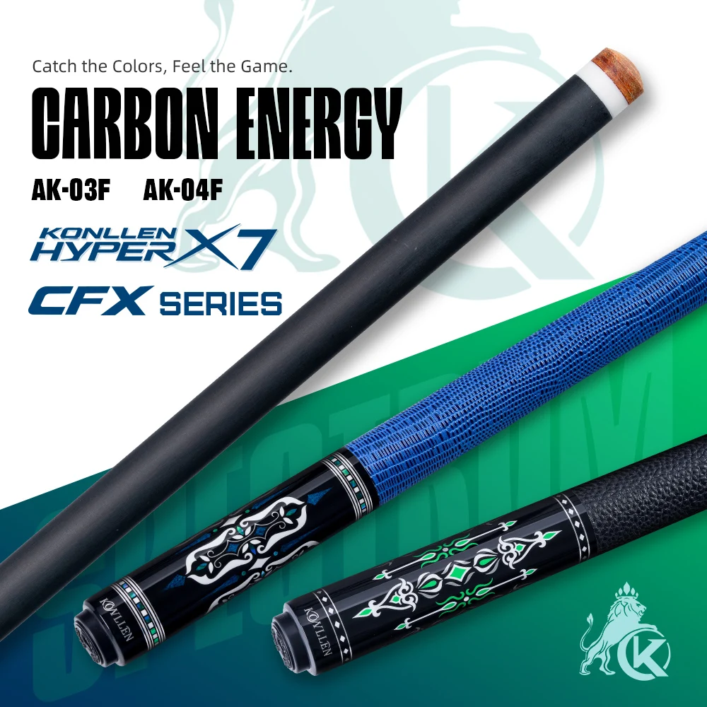KONLLEN Taco de Billar Profesional de Fibra de Carbono 58 Pulgadas Deflexión Baja Pool Cue Stick 12.5mm Billar Americano Snooker Tacos de Billar Profesional Accesorios de Billar Palo de Billar