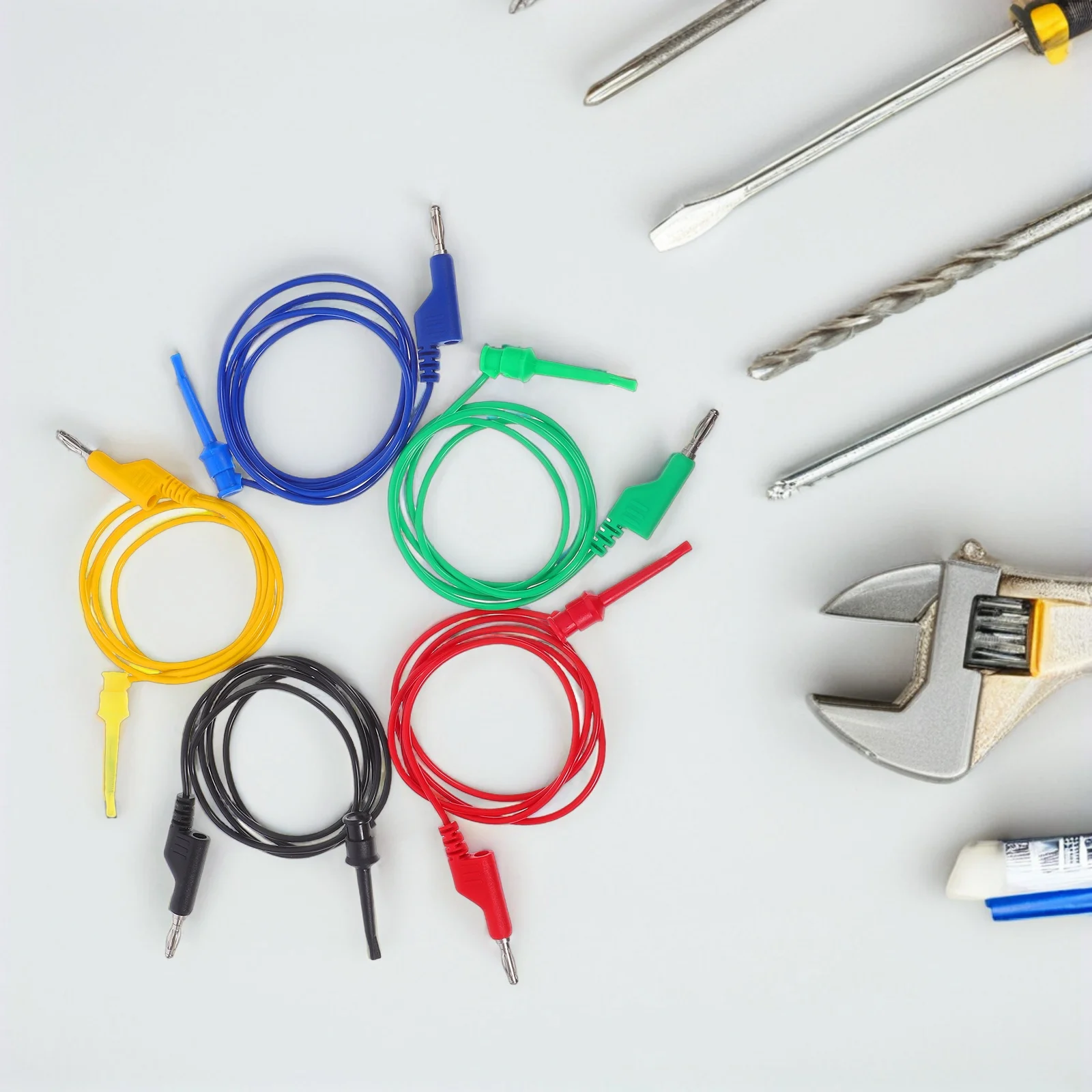 

5Pcs Multimeter Test Lead Set Stackable Banana Plugs Enhanced Reliability Quick Connection Wear Resistance Industrial Testing