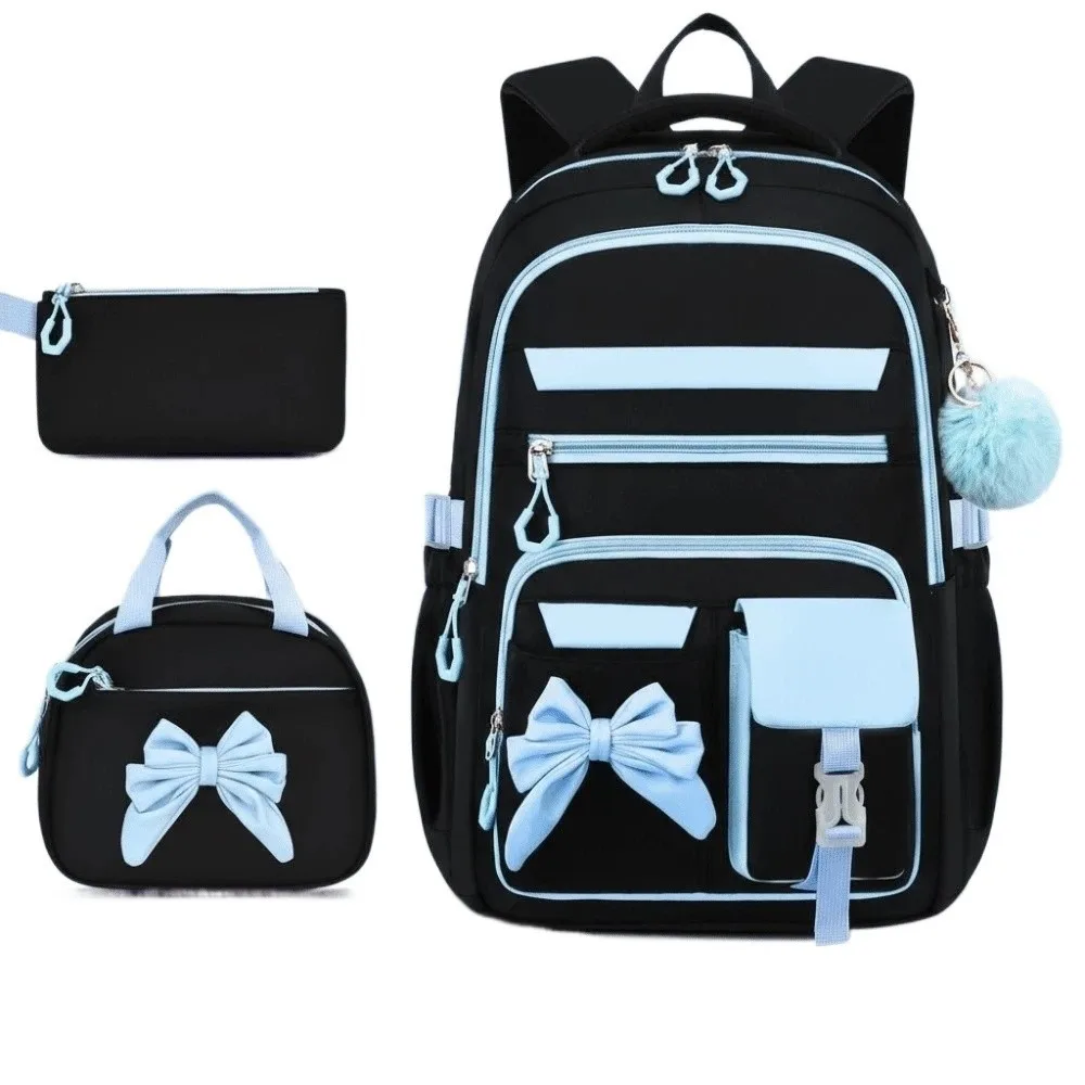 

Daypack Three-piece School Bag Set with Pen Bag Casual Large Capacity Backpack Durable Polyester Students School Bag Sport