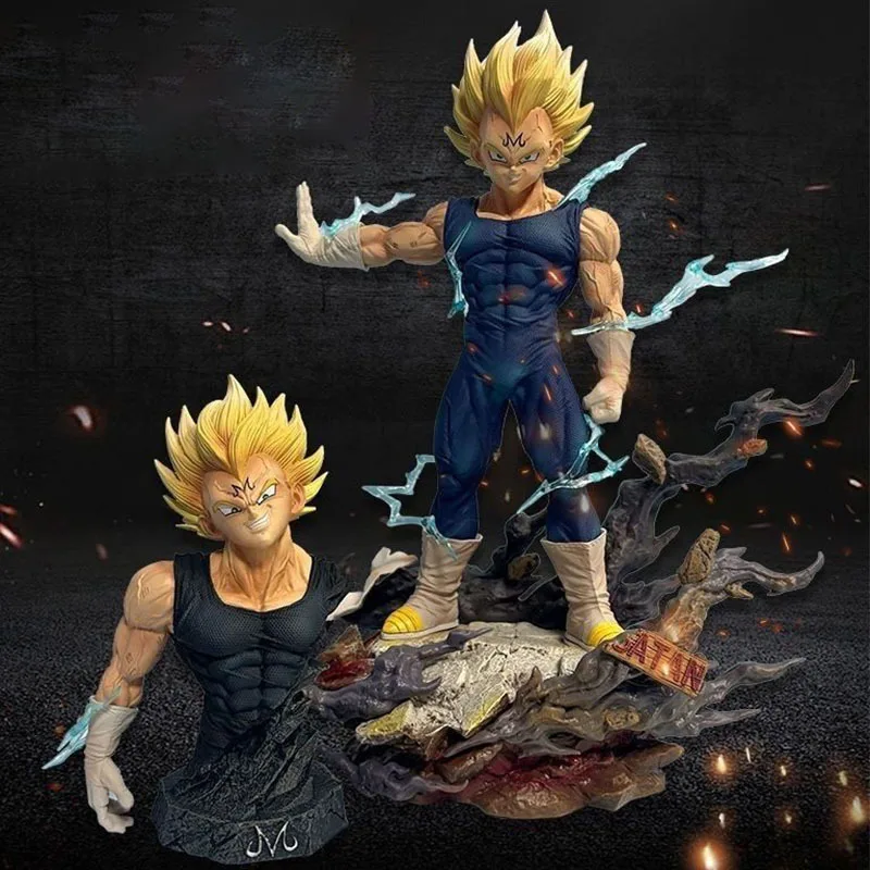 Ssj majin vegeta modelo dbz super saiyan figura de ação dragon ball z anime periférico gk estátua 19cm boneca colecionável crianças presente