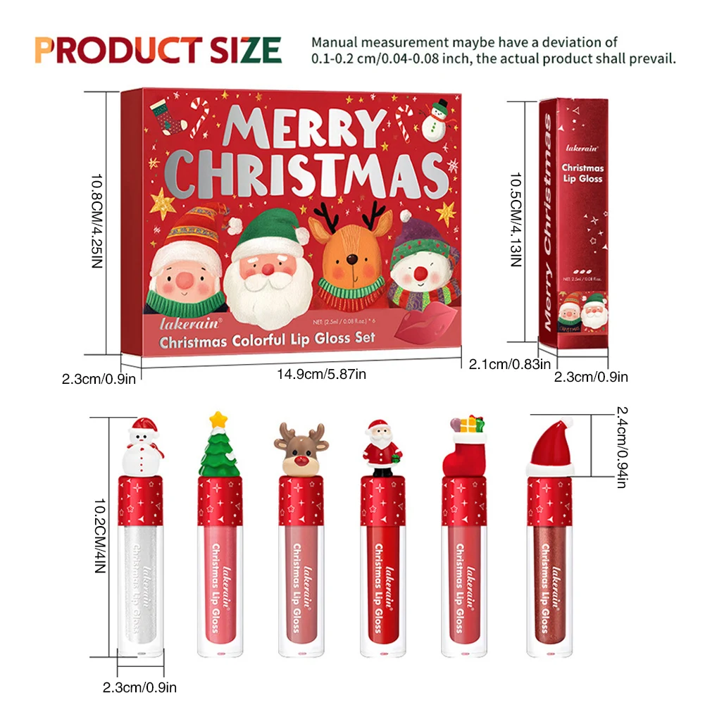6개/세트 크리스마스 립 메이크업, 여성용 매트 리퀴드 립스틱, 립밤 포함, 오래 지속되는 방수 립글로스 크리스마스 선물