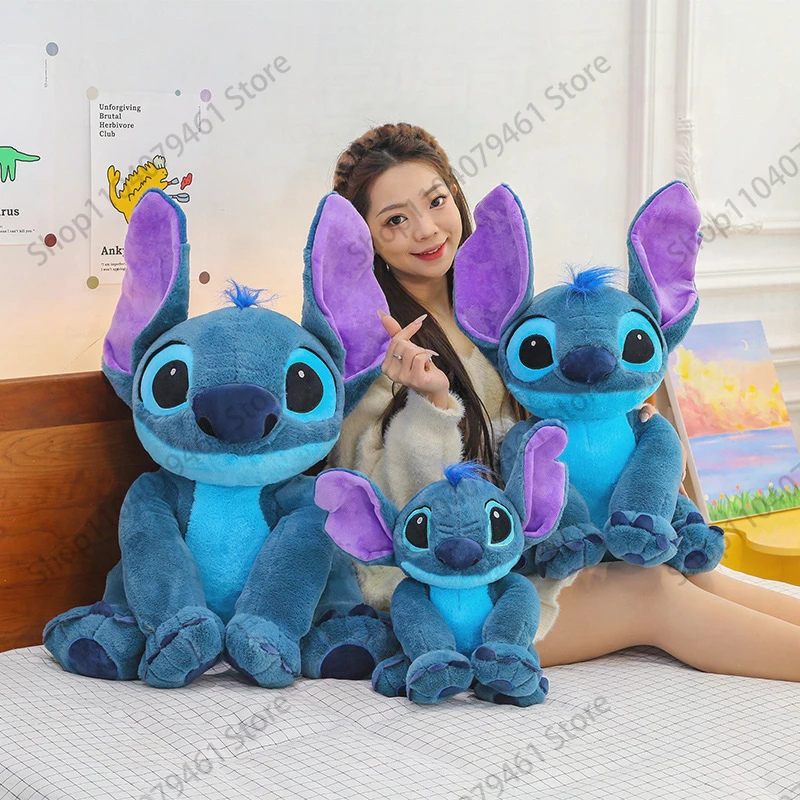 

80cm Kawaii Stitch Stuffed Doll Plush Toy Rabbit Fur Angel Doll Anime Stuffed Animal for Adults Kids Birthday Gift Large Cartoon