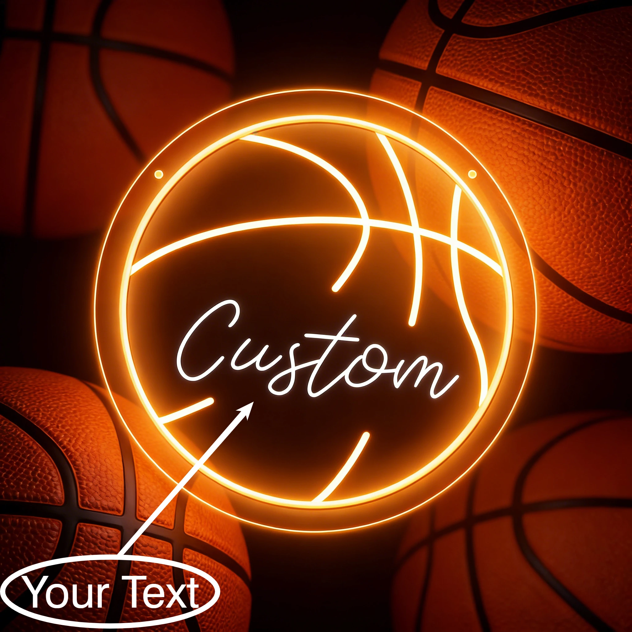 Custom Basketball LED Neon Sign with Personalized Text, Wall Art Decor Light, Easy to Install Neon Lamp, Great Gift for Birthday
