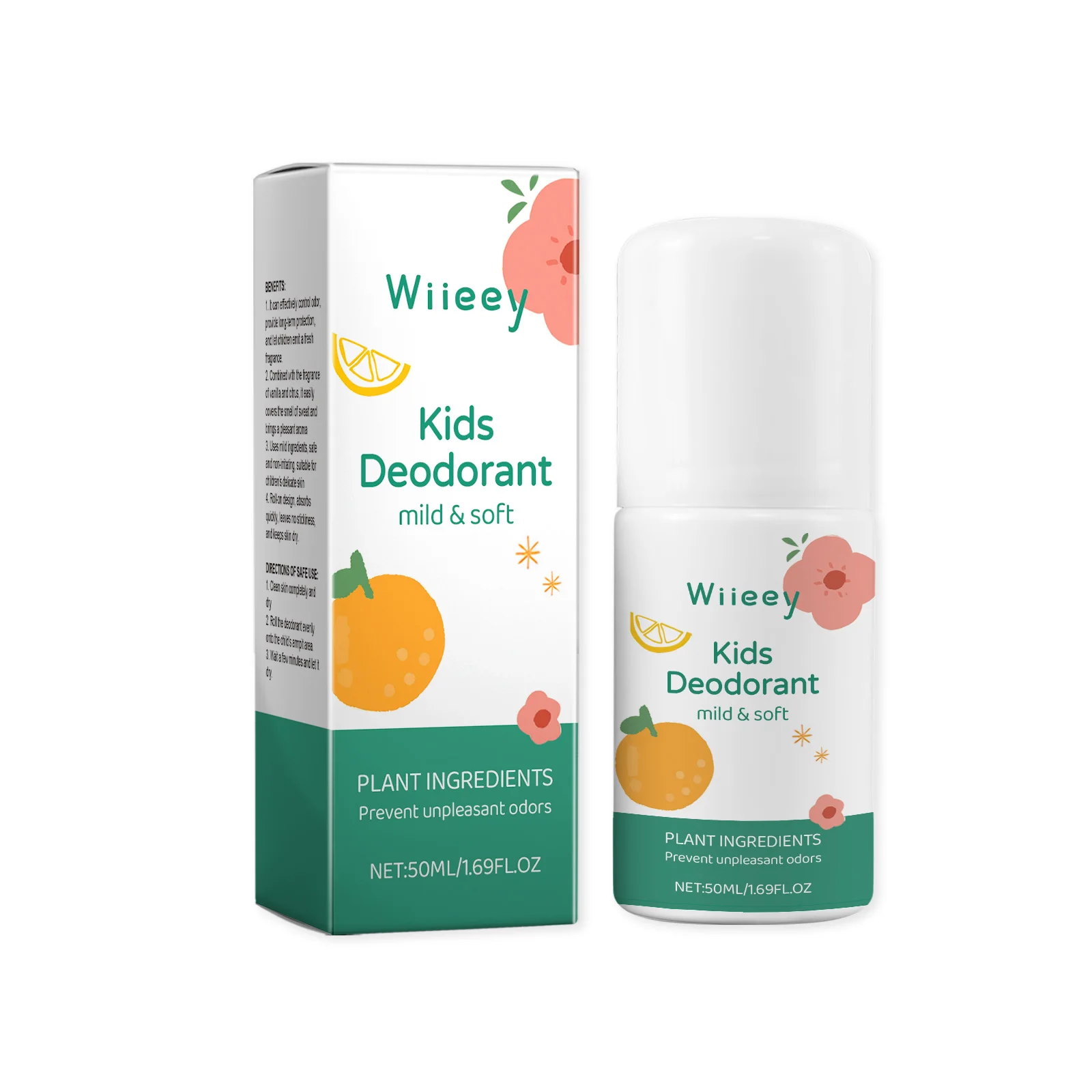 Wiieey, desodorante Natural fresco de 50ml para niños y adolescentes, desodorante sin parabenos de aluminio, regalos suaves y no irritantes