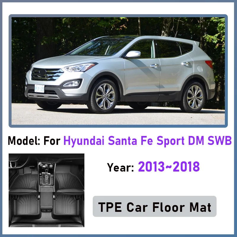 

LHD For Hyundai Santa Fe Sport DM MK3 SWB 2013~2018 2015 TPE Car Floor Mat Interior Foot Tray Liner Carpet Interior Accessories