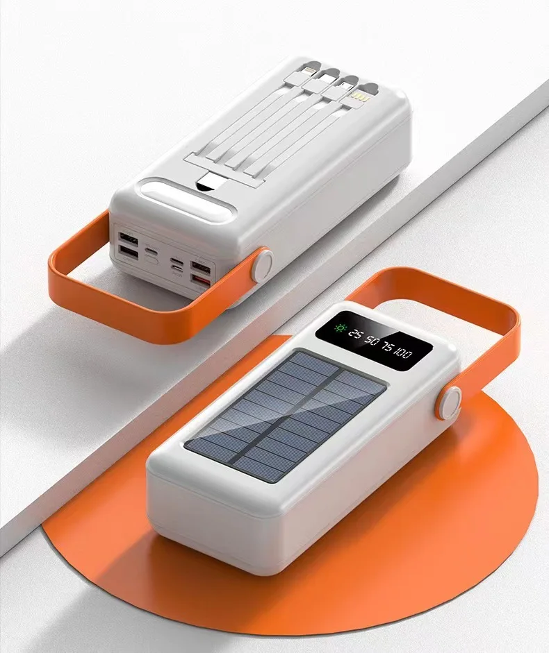 Solar Charging Unit Wholesale with Cable 50000 MA Large Capacity Outdoor Portable Mobile Phone Power Bank view 2