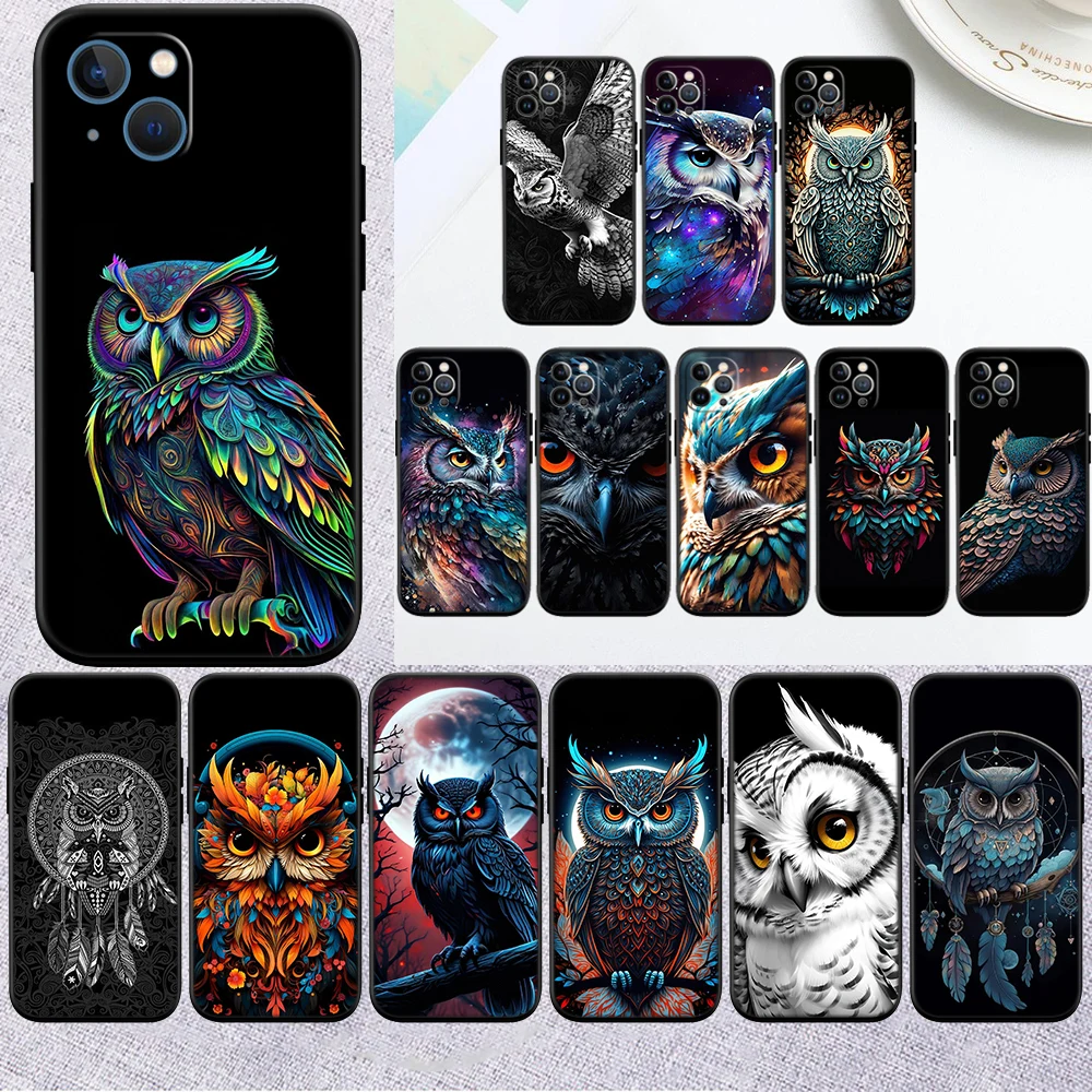 IO12 Cartoon Art Owl Phone Case for Samsung Galaxy S24 S25 Ultra FE Plus Edge A22 A24 A25 A35 A02S A21S