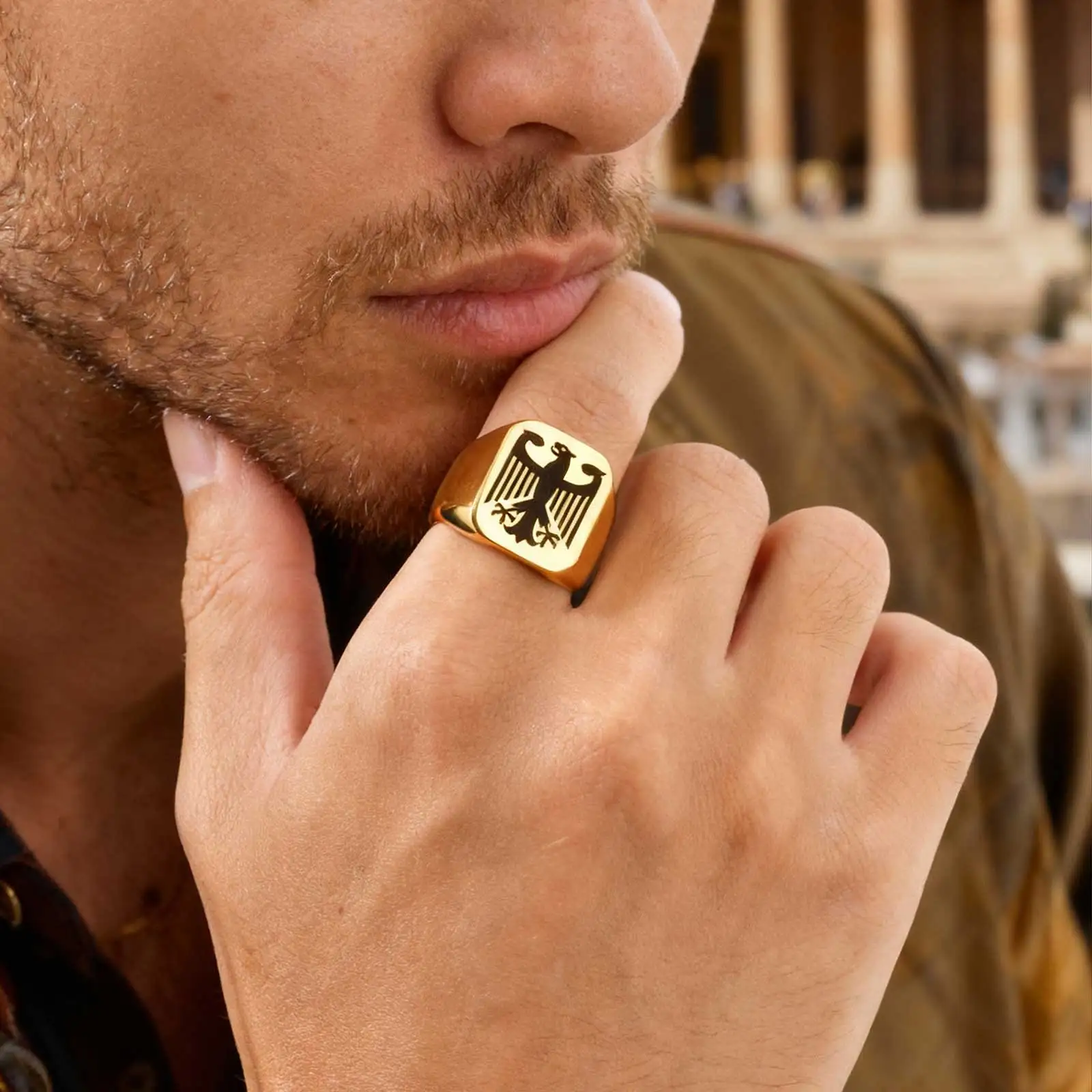 مخصص الطائر هوك النسر الدائري كول الشرير الرجال الحيوان الجناح موضة النسر الطوطم خواتم مجوهرات الراحة صديقها هدايا عيد الحب #2