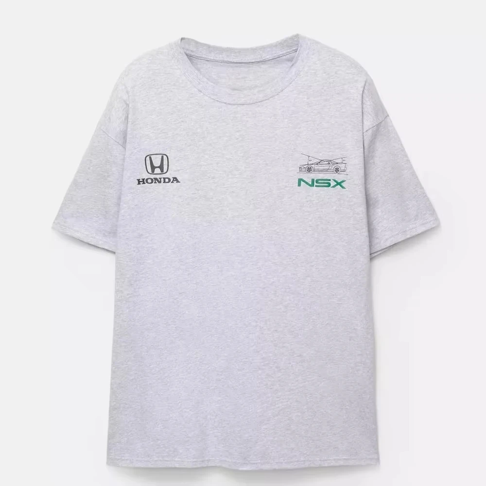 هوندا 2026 جديد حار الرجال والنساء تي شيرت NSX الصيف تي شيرتات قطن الربيع والخريف دراجة نارية على الطرق الوعرة فضفاضة كبيرة الحجم #3