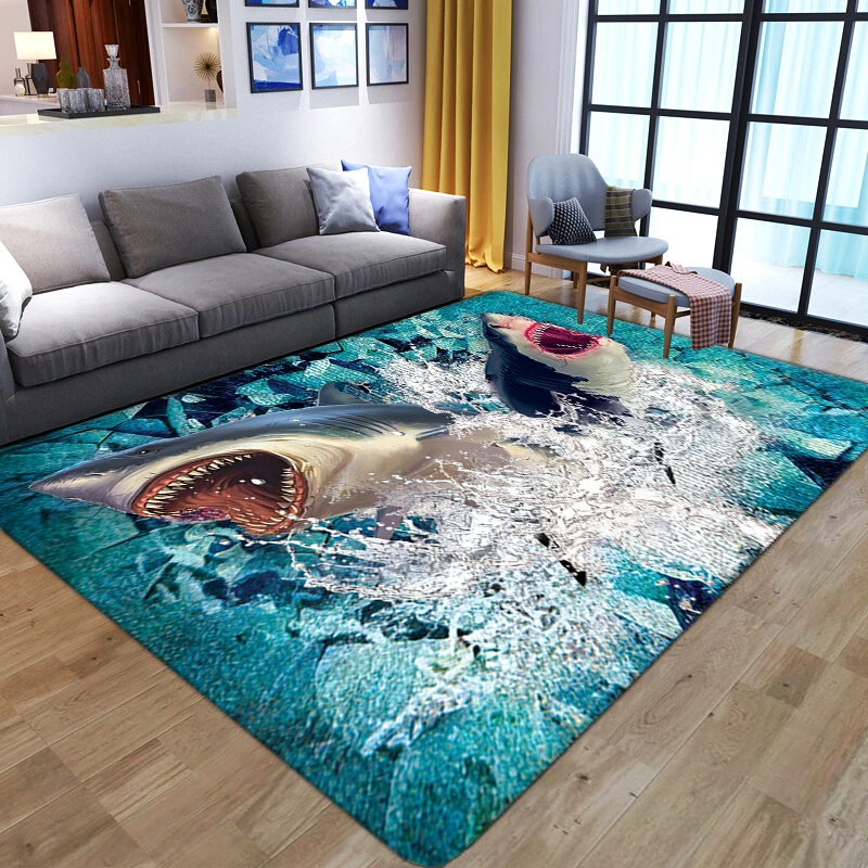 Kids Play Mat Cartoon Sea Turtle 3D Carpets Anti-slip Children Crawling Floor Mats Living Room Home Decoration Bedroom Area Rugs