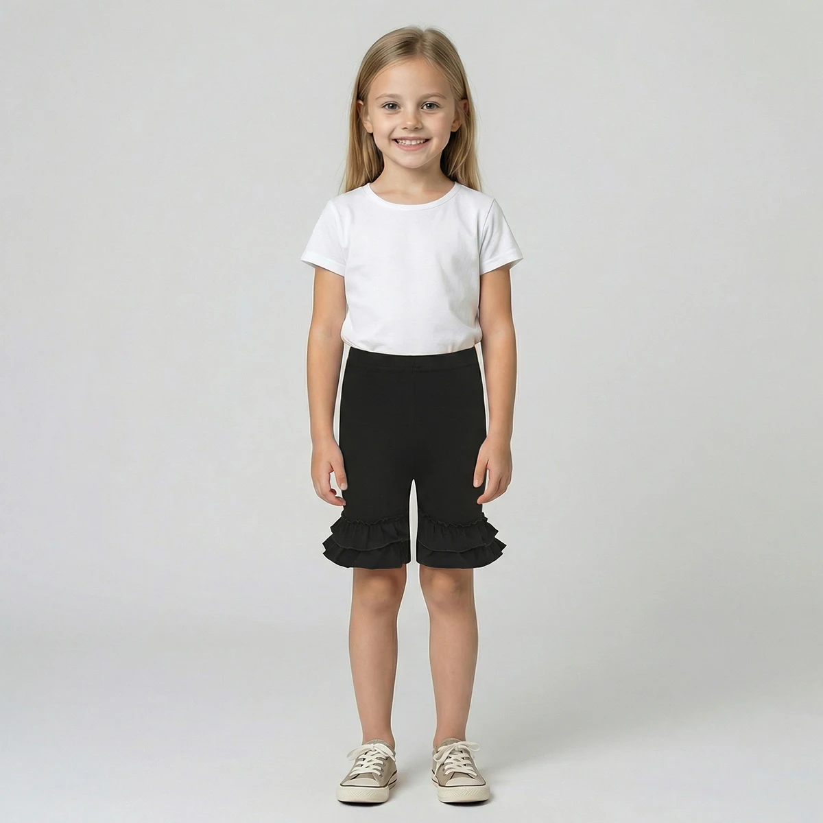 Mädchen Dehnbare Baumwoll-Leggings mit Rüschensaum für 4-8 Jahre Komfortable Elastische Taille Kinder-Unterhosen – Detail 3