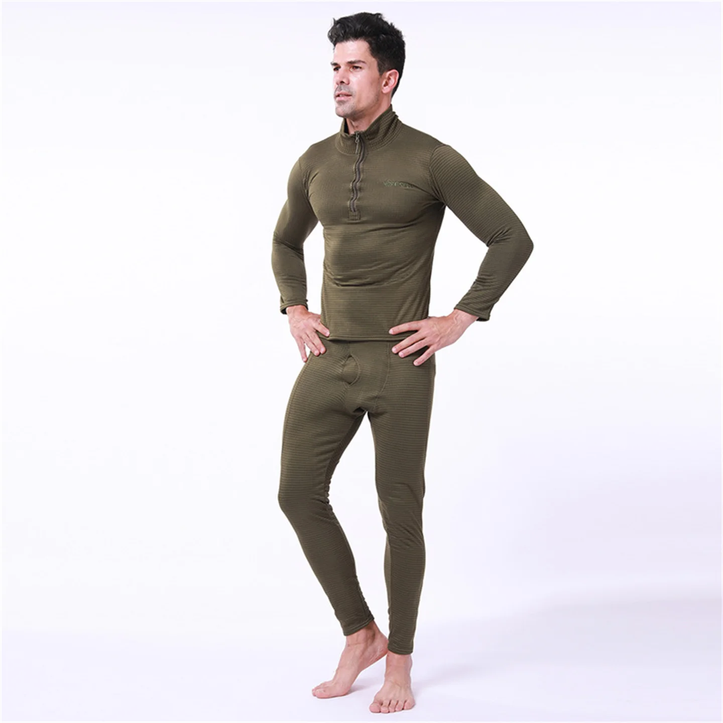 Outdoor Men's Sports Underwear Fleece Fitness Clothes Autumn Clothes Long Johns Checkered Underwear