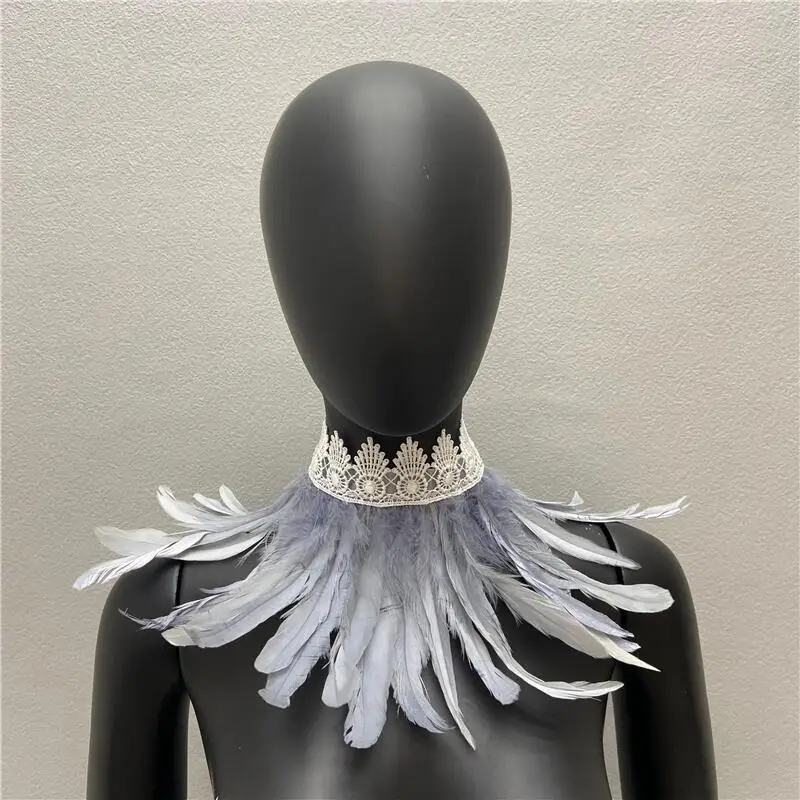 Halloween weißen Schal y2k Pelz Schal Kleid Cape Neck Schals Frau Cosplay Snood Kinder Schals Gothic Style Hochzeits feier Schal – Detail 4