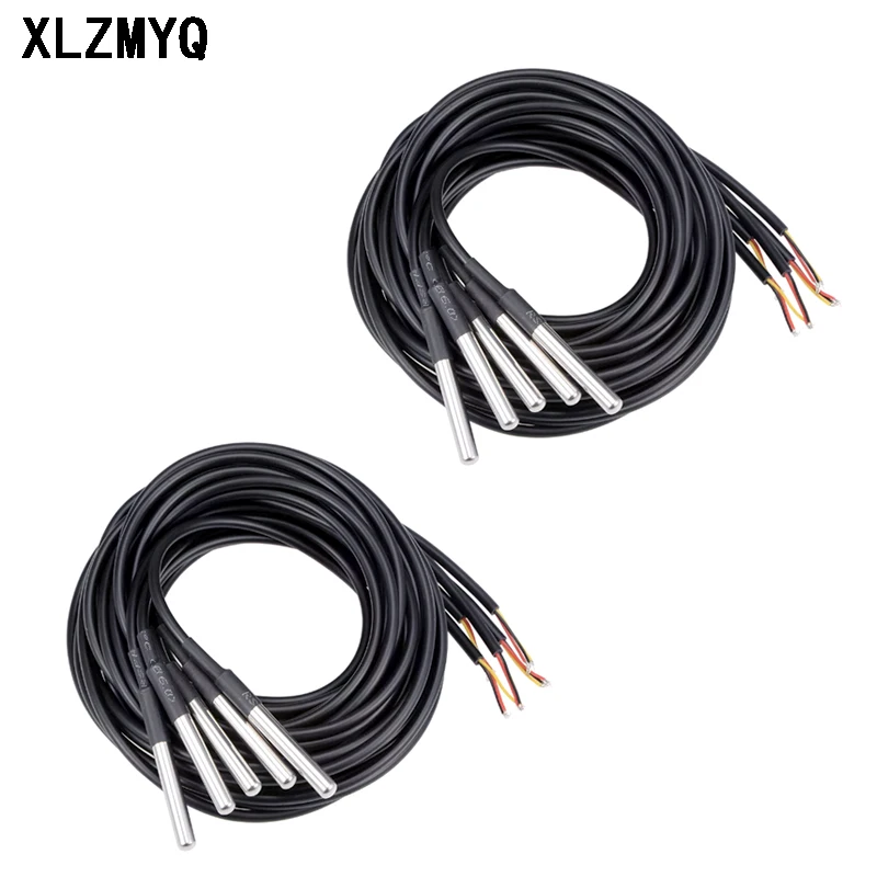 10pcs DS1820 Temperature Sensor Waterproof DS18b20 Temperature Probe 1M 2M 3M 5M Temperature Sensor 18B20 For Arduino DIY Sensor