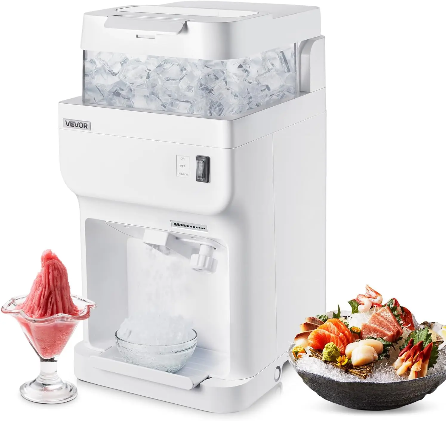 Commercial Ice Shaver Crusher, 220lbs Per Hour Electric Snow Cone Maker with 8L Ice Cube Box, 350W 1500RPM Tabletop Shaved Ice M