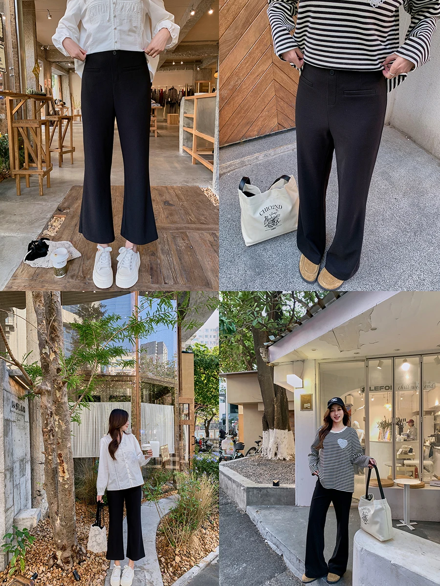 

Брюки-клеш с высокой талией больших размеров, повседневные свободные брюки с эластичным поясом и прямыми штанинами для женщин, весенний сезон, комфортная посадка