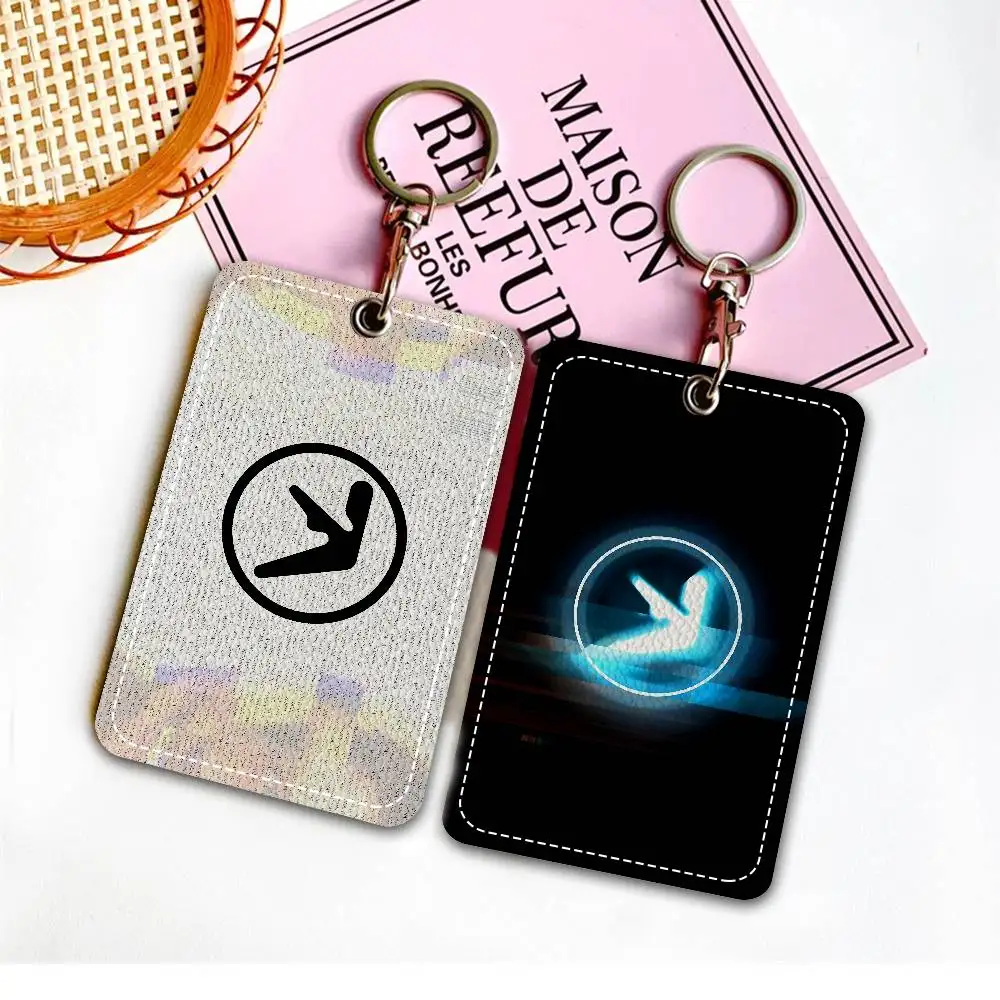 Singer A-Aphex T-Twin 19 1Pc PU Leather Card Holder Keychain Key Ring Door Lock Access Tags ID Card Case Keychain Card