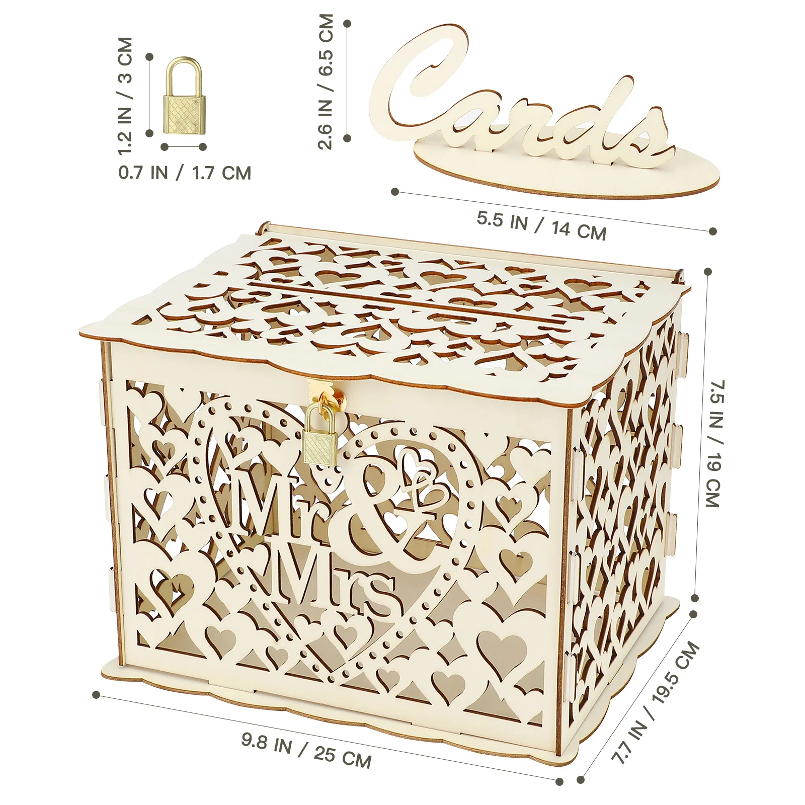 12개 나무 웨딩 박스 (카드, 꽃용), 락 장식이 있는 빈티지 디자인, 수제 DIY 보관함, 신랑 신부 답례품 박스, 웨딩 파티용