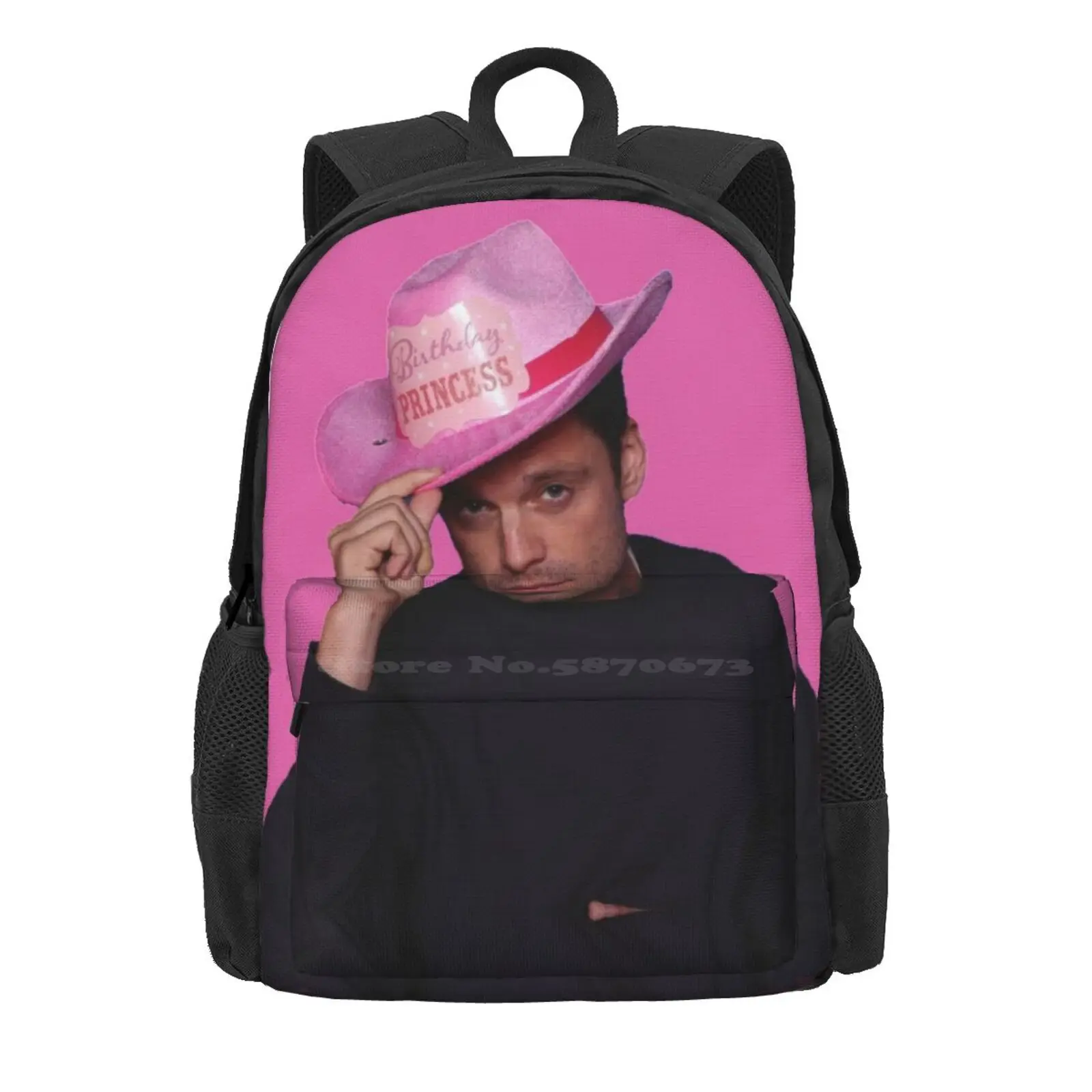 Yes Haw! Sebastian Stan With Pink Birthday Princess Cowboy Hat Hot Sale Schoolbag Backpack Fashion Bags Sebastian Stan Awesome