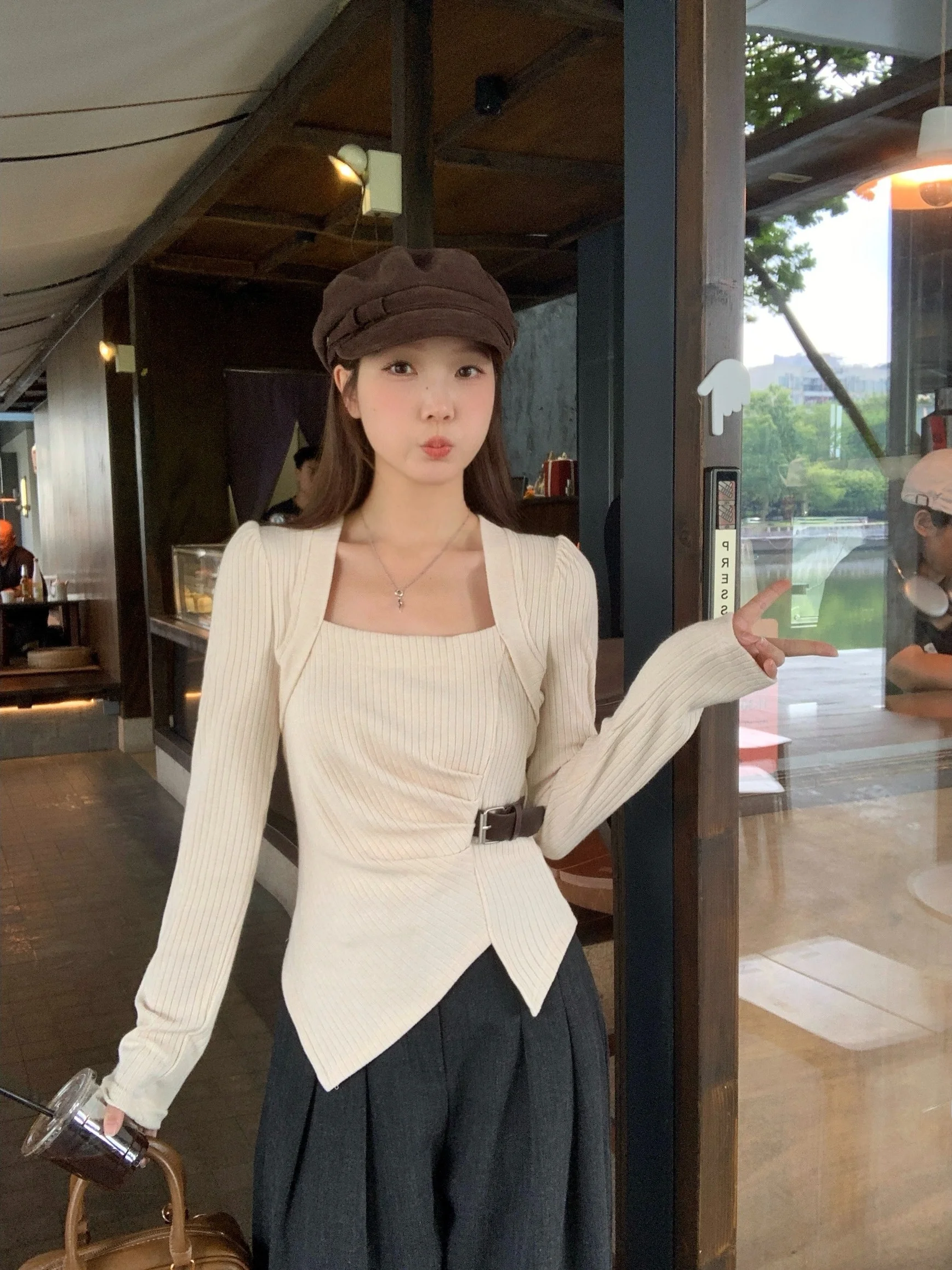 

plus Size Women's Long Sleeve T-Shirt Autumn Winter New Style Slimming Versatile Design Folded Bottom Base Shirt Korean Style...