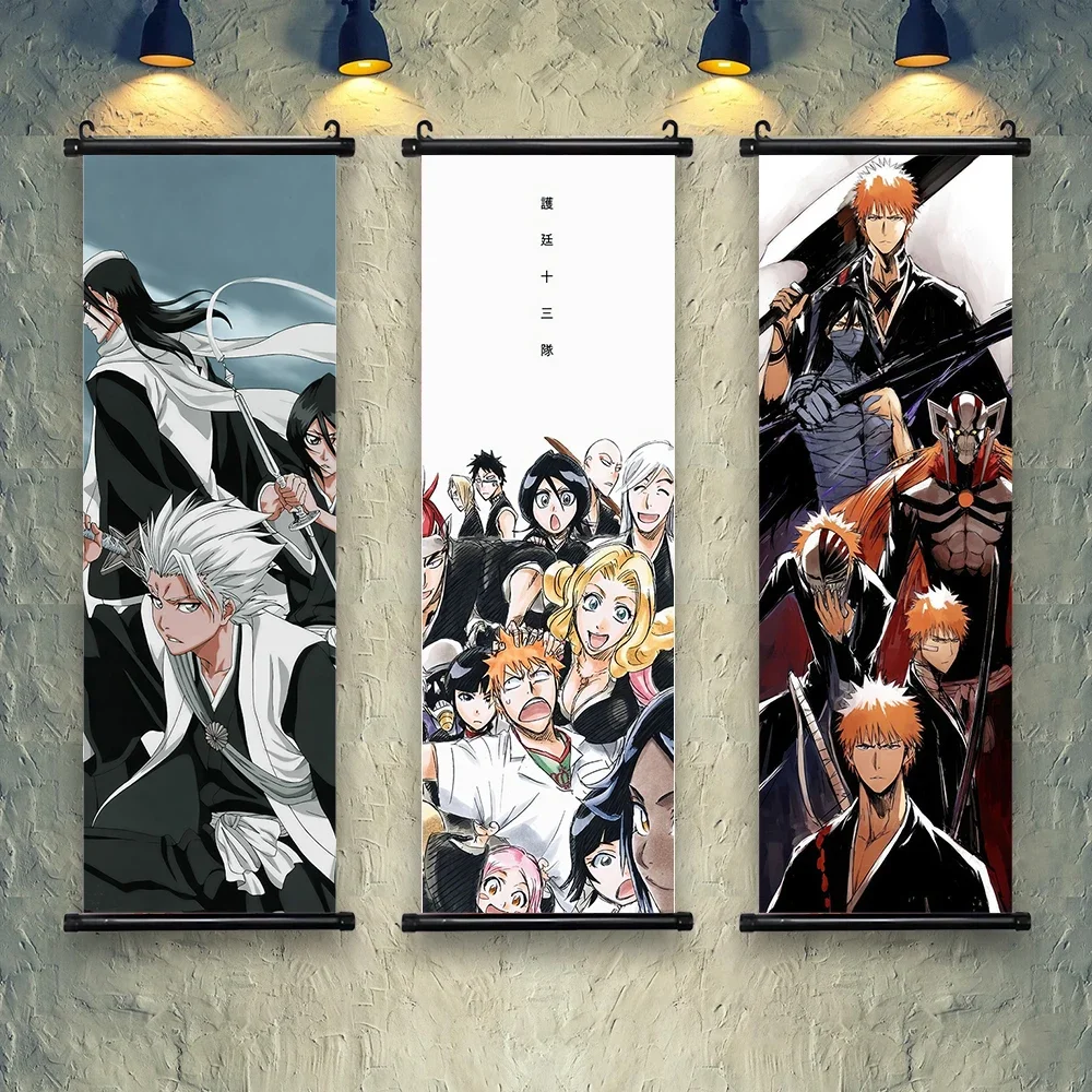 HD Hanging Scroll Painting Bleach Wall Artwork Kurosaki Ichigo Print Canvas Japanese Anime Poster Home Decor Living Room Gift