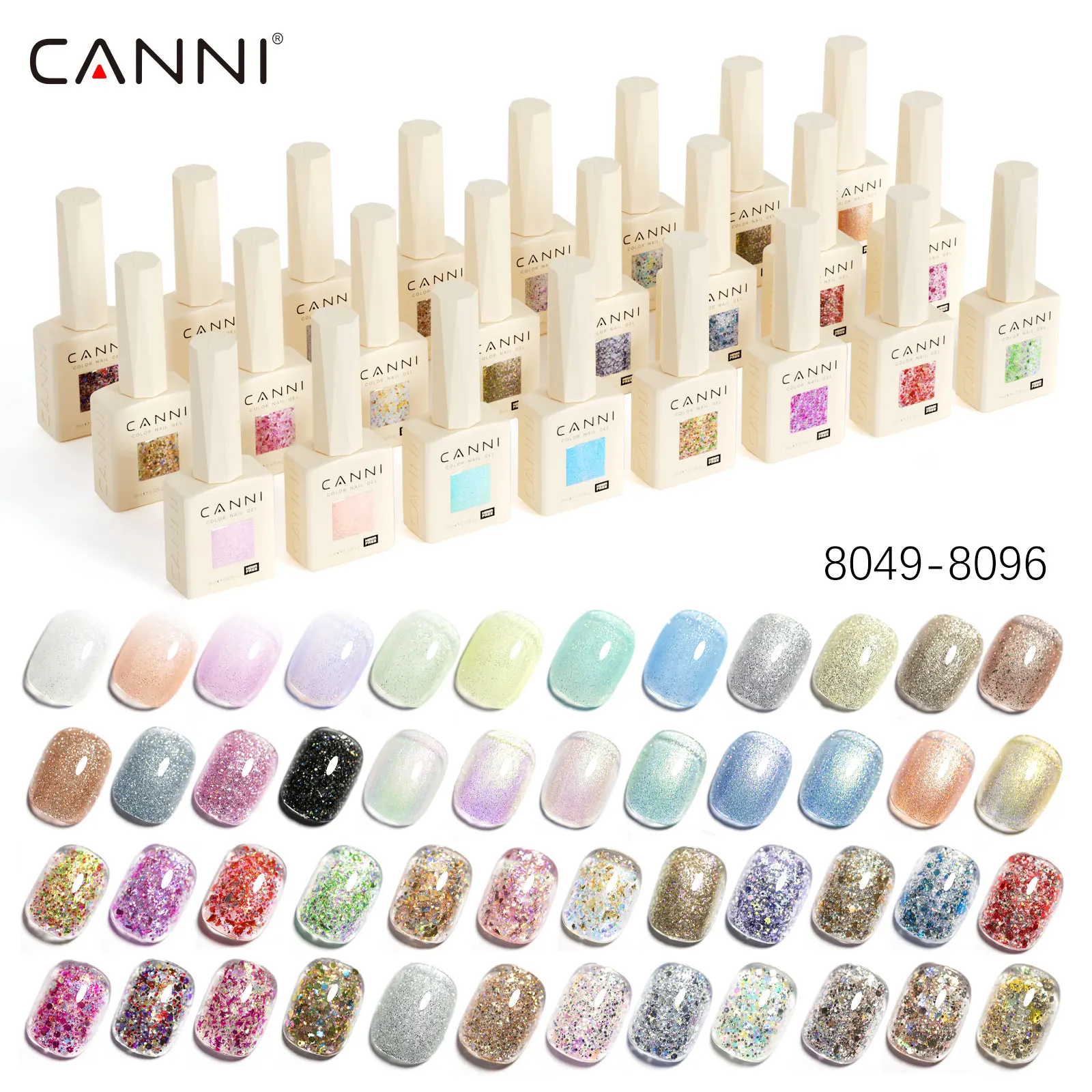 CANNI Nail Gel Polish HEMA TPO FREE 9ml EU Standard Soak Off UV LED Diamond Sparkle Sequin Gorgeous Color Semi Permanent Gel