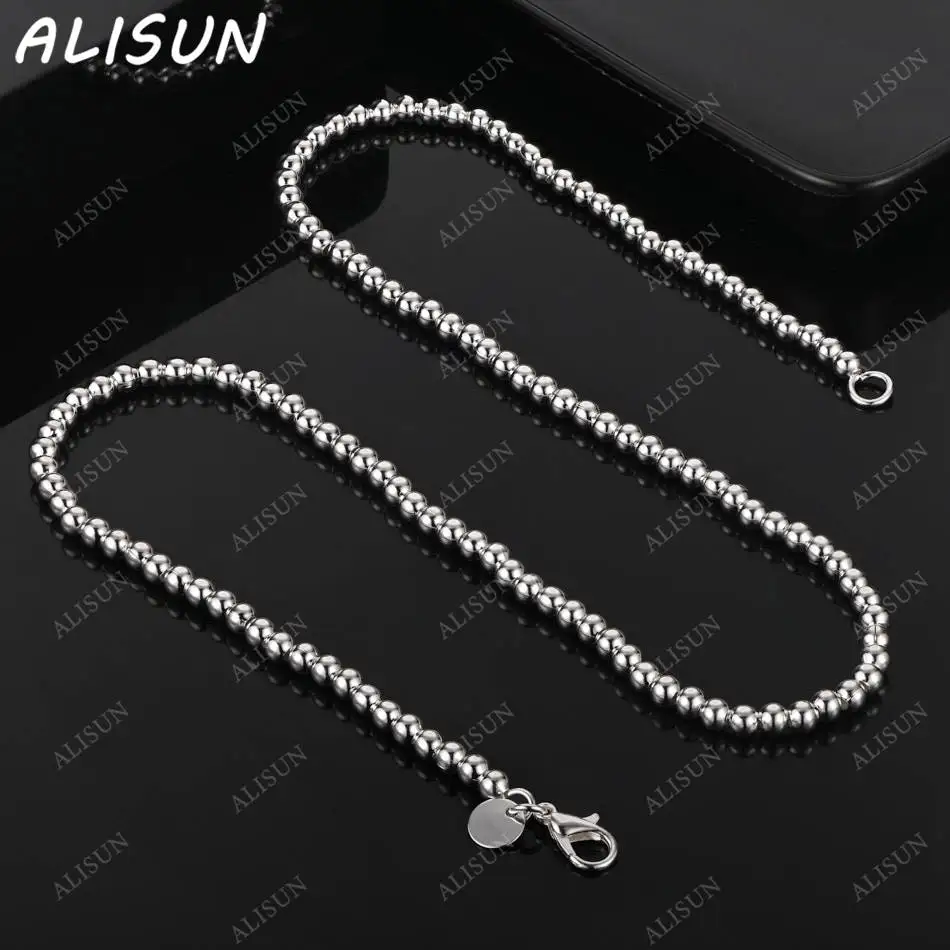 

ALISUN 925 Sterling Silver 4mm Chain Necklaces For Woman Buddha Beads Fashion Christmas Gift Party Wedding Jewelry