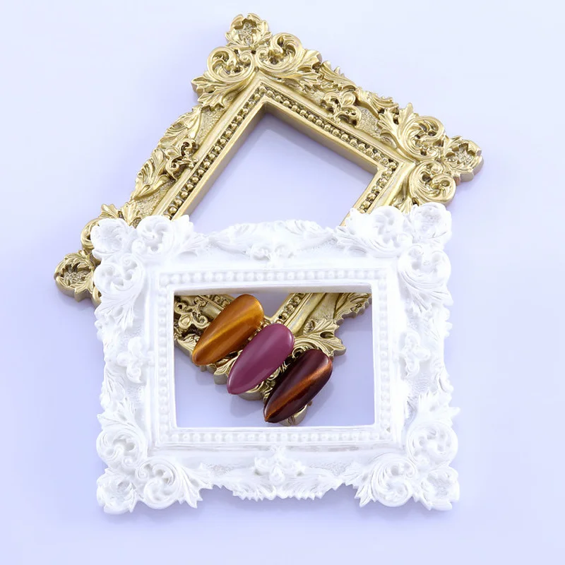 Gold Sliver Retro Nail Art Display Frame Polish Color Acryl Gel Tip Display Board Nail Polish Holder Card Manicure Display Frame
