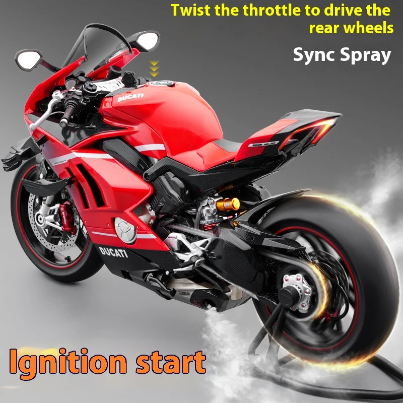 Extra large startable spray motorcycle model alloy die cast simulation racing model ornament adult collectible gifts