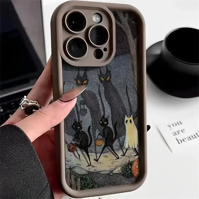 Dark Funny Monster Cat Fox Creative Phone Case for iPhone 16 15 Pro Max 11 12 13 14 XS XR7 8 Plus Matte Soft Shockproof Case image 4
