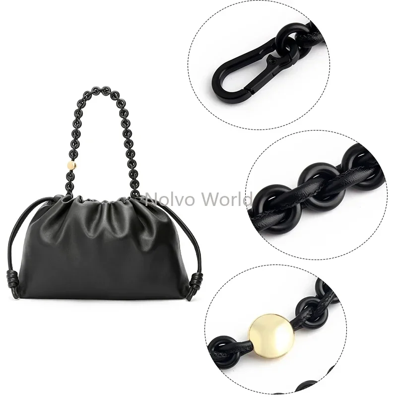 1/3/8PCS Length:62cm Black Acrylic Drawstring Bag Chain For Women Handbag Handles Shoulder Straps Chains Lanyard Accessories
