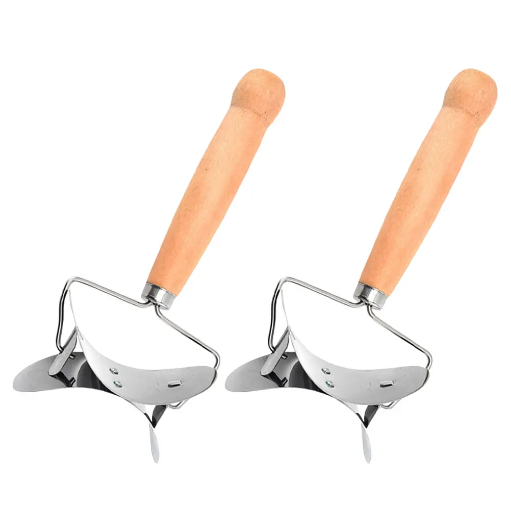 

2pcs Stainless Steel Wrapper Cutter Wooden Handle Dumpling Skin Cutting Tool Kitchen Gadget Dumpling Making Supply Cooking