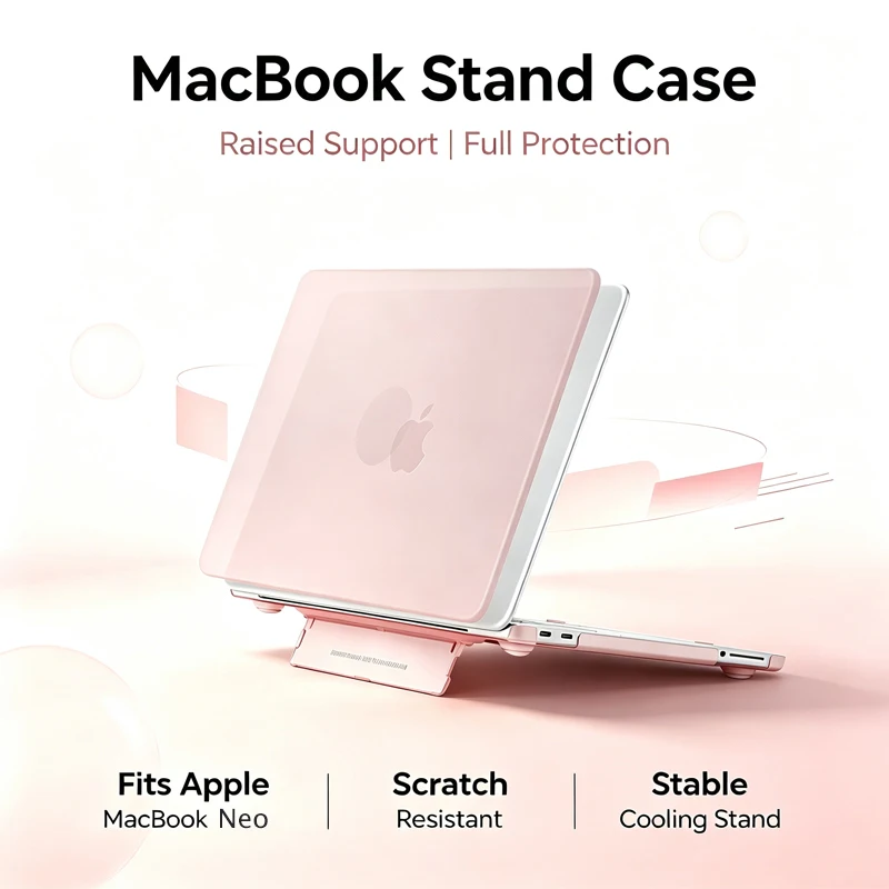 Capa Protetora para Laptop MacBook Neo 13 Polegadas 2026, Capa Dura Plástica Fosca para MacBook Neo A3404, Capa Protetora com Suporte