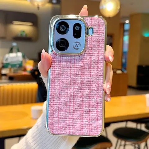 Woven Pattern for Oppo findx9 Electroplated Bright Silver Phone Case findx9pro Three-pack case