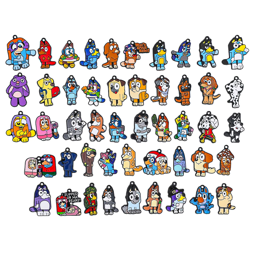 

10 шт. синих эмалевых шармов Bluey Bingo для самостоятельного изготовления украшений: ожерелий, браслетов и серег, аксессуар для косплея