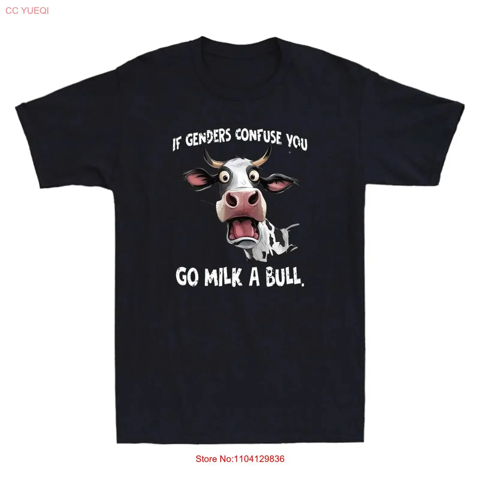 If Genders Confuse You Go Milk A Bull Funny Cow Cartoon Meme Quote Men's T Shirt vintage Washed fashion streetwear