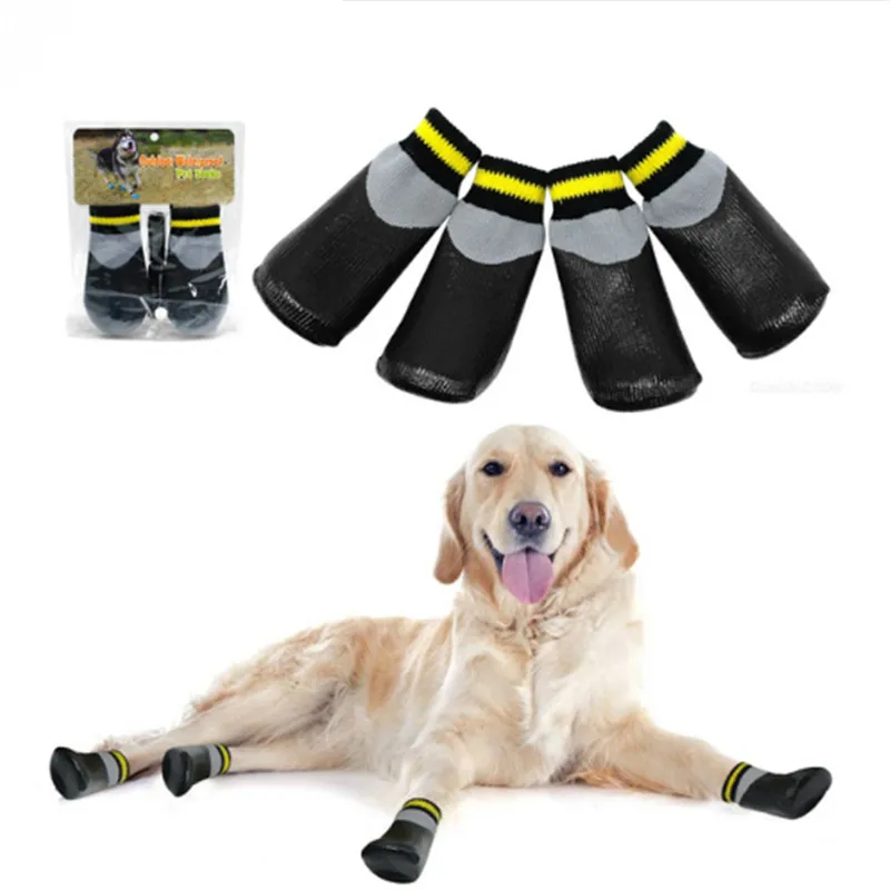 New Outdoor Waterproof Dog Socks Rain Wear Non-Slip Anti Skid Cotton Elastic Shoes With Fixed Belt For All Breeds